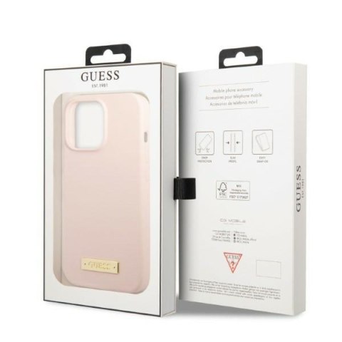 Etui na telefon iPhone 13 Pro Guess Silicone MagSafe różowe