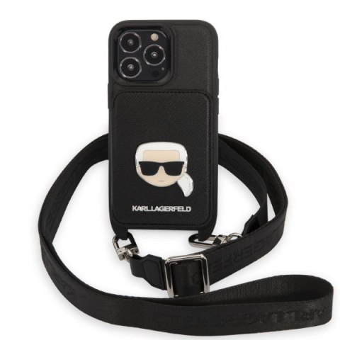 Etui na telefon iPhone 13 Pro Karl Lagerfeld Saffiano Metal Karl Head