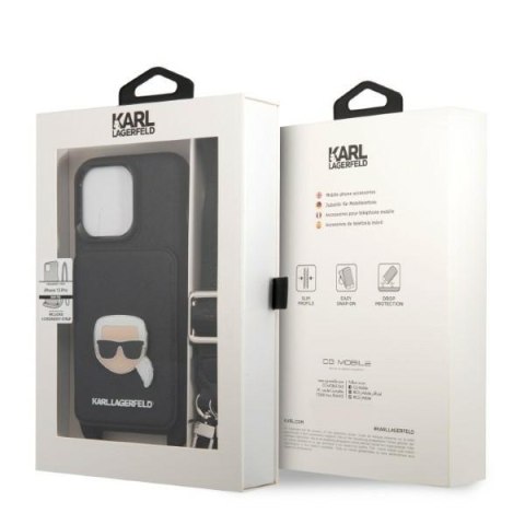 Etui na telefon iPhone 13 Pro Karl Lagerfeld Saffiano Metal Karl Head