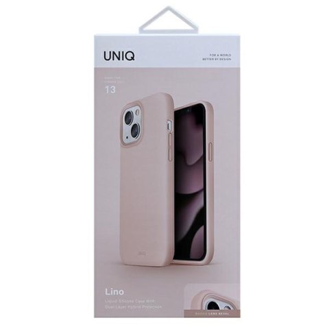 Etui na telefon iPhone 13 UNIQ Lino różowy - elegancka ochrona