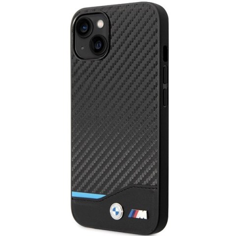 Etui na telefon iPhone 13 BMW czarne skórzane Carbon