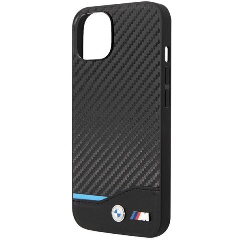 Etui na telefon iPhone 13 BMW czarne skórzane Carbon