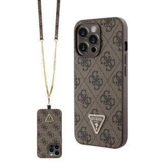 Etui iPhone 13 / 13 Pro Guess GUHCP13LP4TDSCPW brązowy hardcase Crossbody 4G Metal Logo