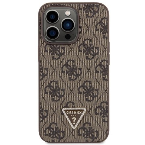 Etui iPhone 13 / 13 Pro Guess GUHCP13LP4TDSCPW brązowy hardcase Crossbody 4G Metal Logo