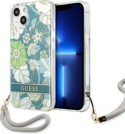 Etui na telefon iPhone 13 Guess zielone hardcase Flower Strap