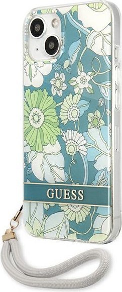 Etui na telefon iPhone 13 Guess zielone hardcase Flower Strap