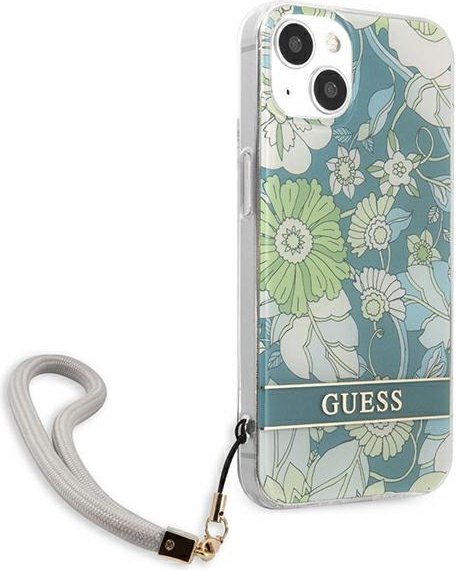 Etui na telefon iPhone 13 Guess zielone hardcase Flower Strap