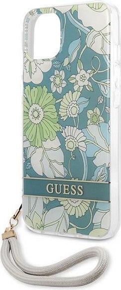 Etui na telefon iPhone 13 Guess zielone hardcase Flower Strap