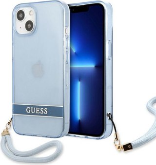 Etui na telefon iPhone 13 Guess niebieskie hardcase Translucent Stap