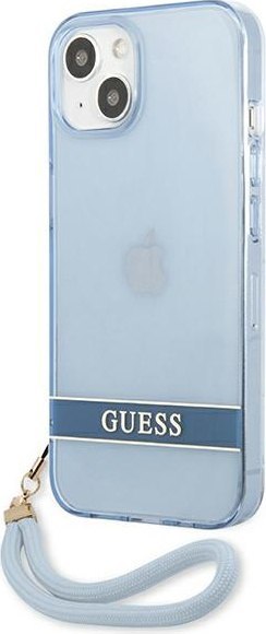 Etui na telefon iPhone 13 Guess niebieskie hardcase Translucent Stap