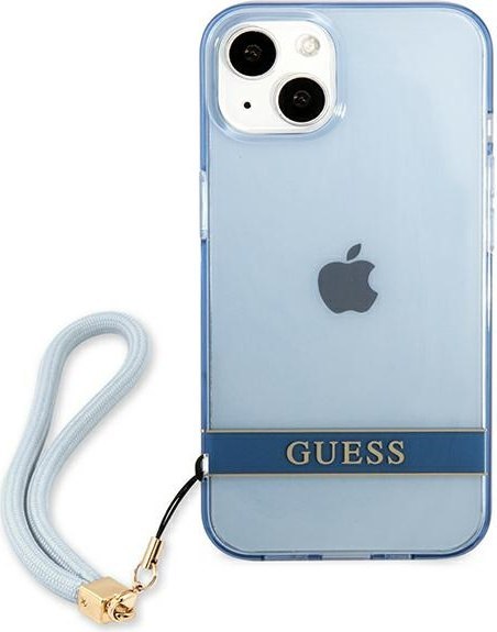 Etui na telefon iPhone 13 Guess niebieskie hardcase Translucent Stap