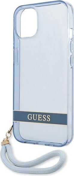 Etui na telefon iPhone 13 Guess niebieskie hardcase Translucent Stap