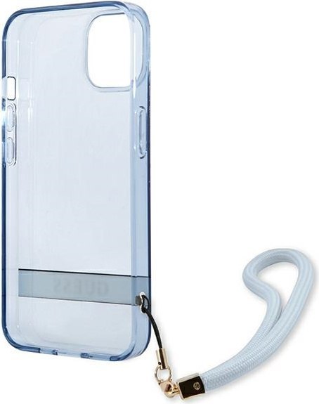 Etui na telefon iPhone 13 Guess niebieskie hardcase Translucent Stap