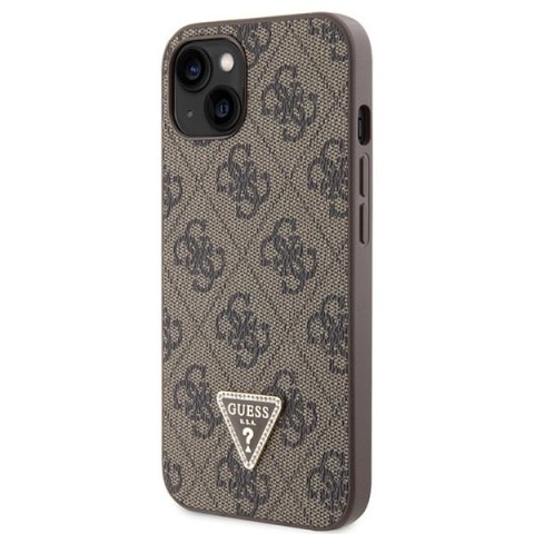 Etui na telefon iPhone 13 Guess brązowe hardcase Crossbody 4G Metal Logo