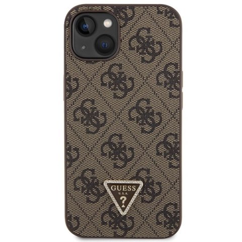 Etui na telefon iPhone 13 Guess brązowe hardcase Crossbody 4G Metal Logo