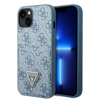 Etui na telefon iPhone 13 Guess niebieskie hardcase z logo i slotem na karty