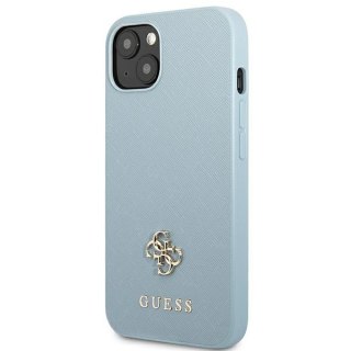 Etui na telefon iPhone 13 Guess niebieskie hardcase Saffiano 4G