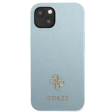 Etui na telefon iPhone 13 Guess niebieskie hardcase Saffiano 4G