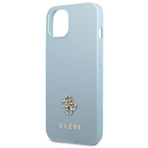 Etui na telefon iPhone 13 Guess niebieskie hardcase Saffiano 4G