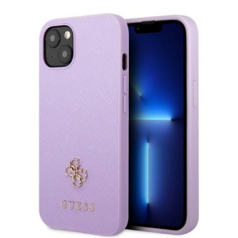 Etui na telefon iPhone 13 Guess purpurowe hardcase Saffiano 4G