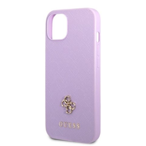 Etui na telefon iPhone 13 Guess purpurowe hardcase Saffiano 4G