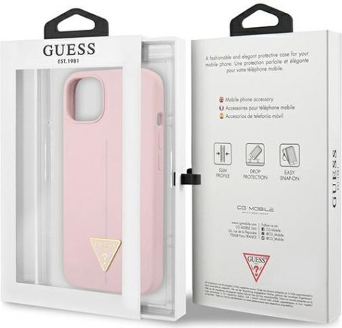 Etui na telefon iPhone 13 Guess fioletowe hardcase silikonowe Triangle