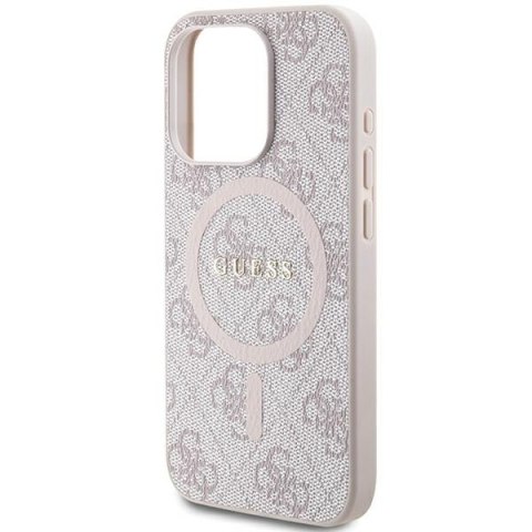 Etui iPhone 13 / 13 Pro Guess GUHMP13LG4GFRP różowe Leather Metal Logo MagSafe 4G Collection