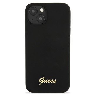 Etui na telefon iPhone 13 Guess Silicone Script Gold Logo czarne