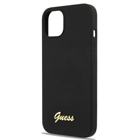 Etui na telefon iPhone 13 Guess Silicone Script Gold Logo czarne