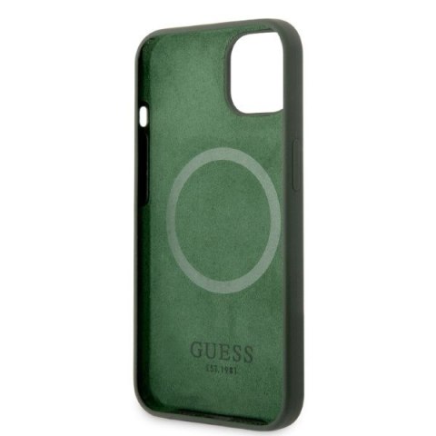 Etui na telefon iPhone 13 Guess Silicone MagSafe zielone