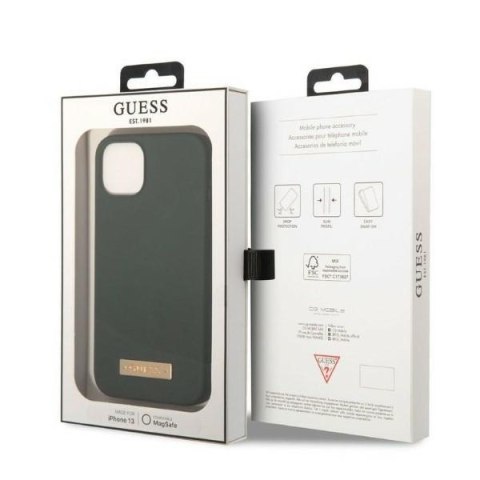 Etui na telefon iPhone 13 Guess Silicone MagSafe zielone