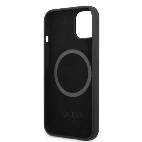 Etui na telefon iPhone 13 Guess Silicone Logo MagSafe czarne