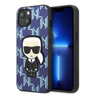 Etui na telefon iPhone 13 Karl Lagerfeld niebieskie Monogram Ikonik Patch