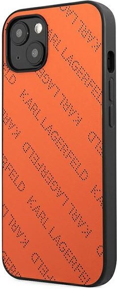 Etui na telefon iPhone 13 Karl Lagerfeld pomarańczowe Perforated Allover