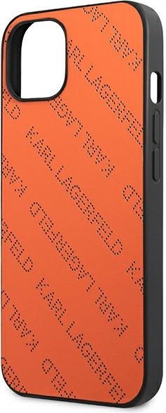 Etui na telefon iPhone 13 Karl Lagerfeld pomarańczowe Perforated Allover