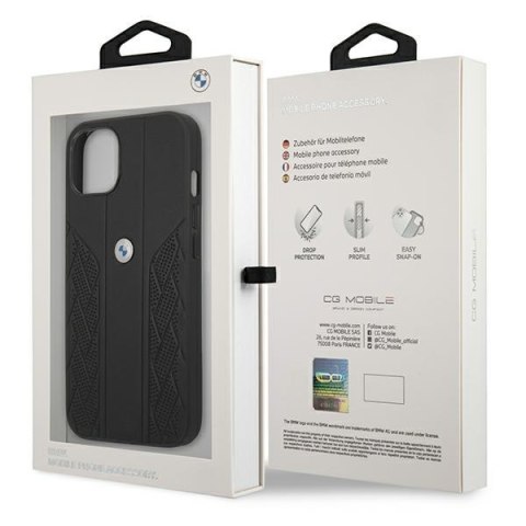 Etui na telefon iPhone 13 mini BMW czarne hardcase Leather Curve