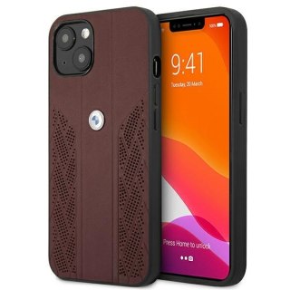 Etui na telefon iPhone 13 mini BMW czerwone hardcase skórzane