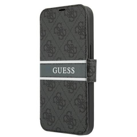 Etui na telefon iPhone 13 mini Guess GUBKP13S4GDGR szary book 4G Stripe