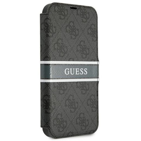 Etui na telefon iPhone 13 mini Guess GUBKP13S4GDGR szary book 4G Stripe