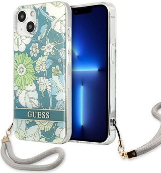 Etui na telefon iPhone 13 mini Guess zielone hardcase Flower Strap