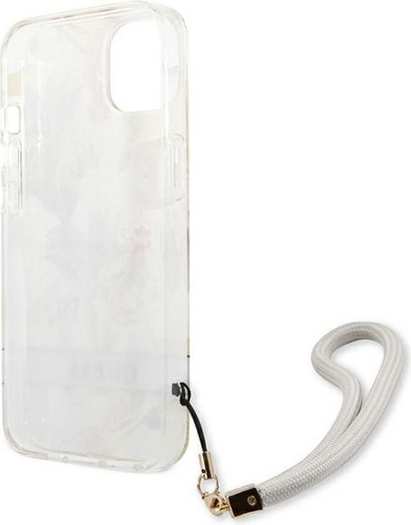 Etui na telefon iPhone 13 mini Guess fioletowe hardcase Flower Strap