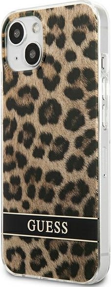 Etui na telefon iPhone 13 mini Guess brązowe hardcase Leopard