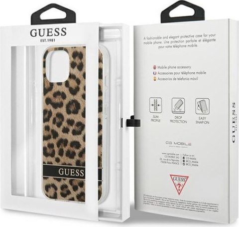 Etui na telefon iPhone 13 mini Guess brązowe hardcase Leopard