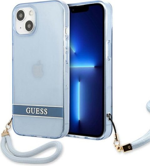 Etui na telefon iPhone 13 mini Guess niebieskie hardcase Translucent Stap