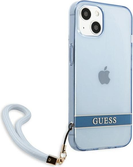 Etui na telefon iPhone 13 mini Guess niebieskie hardcase Translucent Stap