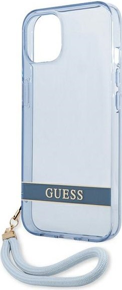 Etui na telefon iPhone 13 mini Guess niebieskie hardcase Translucent Stap