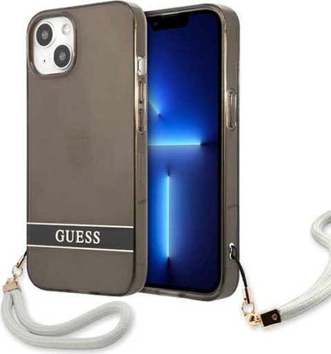 Etui na telefon iPhone 13 mini Guess czarne hardcase Translucent Stap