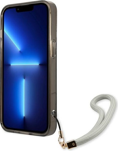 Etui na telefon iPhone 13 mini Guess czarne hardcase Translucent Stap