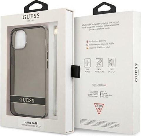 Etui na telefon iPhone 13 mini Guess czarne hardcase Translucent Stap