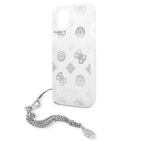 Etui na telefon iPhone 13 mini Guess srebrne hardcase Peony Chain